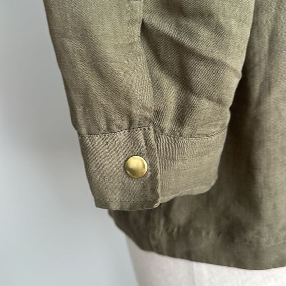 Club Mónaco Women's Green Bomber Moto Lightweight Zip Front Jacket Size M - Picture 10 of 14